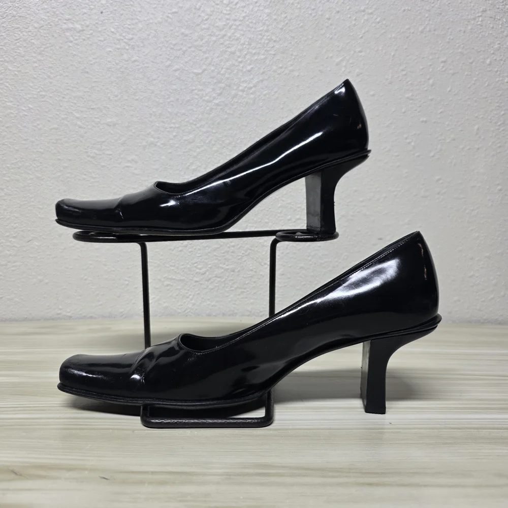 Prada Black Leather Mid Heel Pumps, Size 8 38½